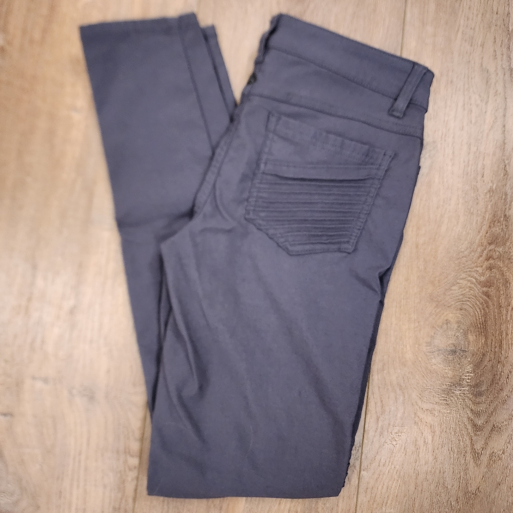 prAna Brenna Gray/Blue Moto Style Stretch Pants Women's sz 6